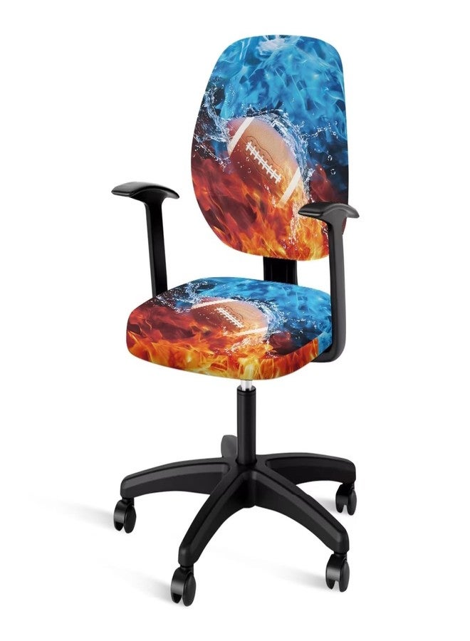 Talayituse Football Water Flame Print Office Computer Chair Covers, Stretch Jacquard Universal Desk Rotating Chair Slipcovers Protector, Seat Cover + Backrest Cover - Image 1